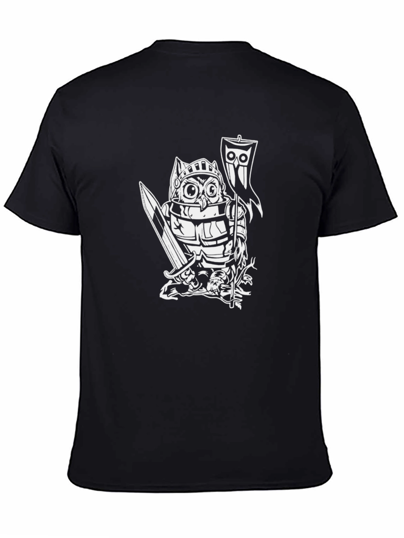 Owl Knight Graphic Tee - Black Cotton T-Shirt