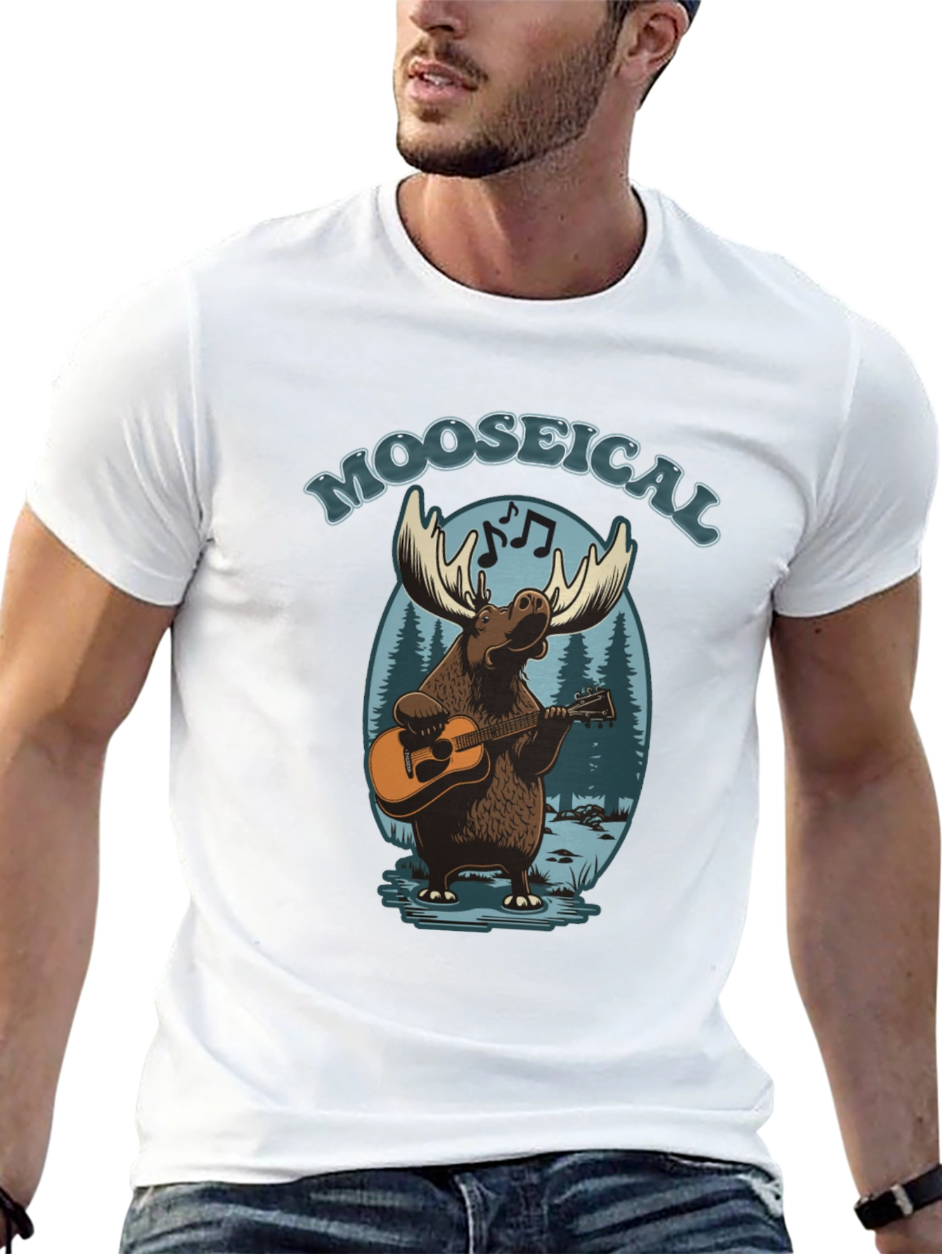 Moose-ical T-Shirt: Musical Moose Playing Guitar