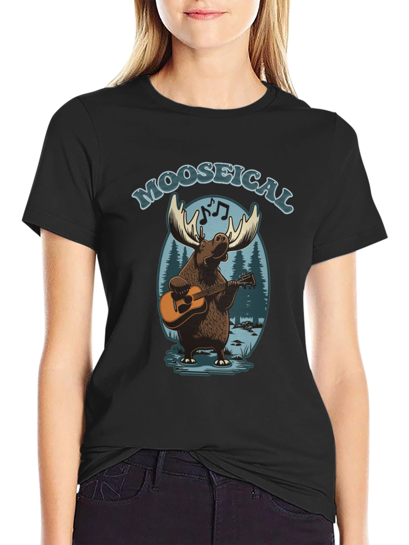 Moose-ical T-Shirt: Musical Moose Playing Guitar