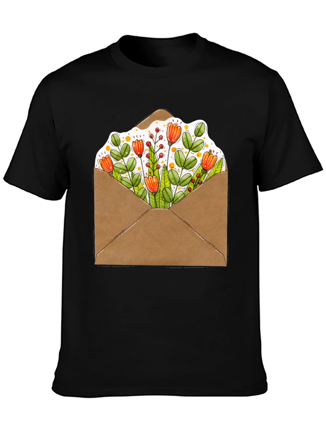 Floral Envelope Graphic Tee - Trendy Unisex T-Shirt