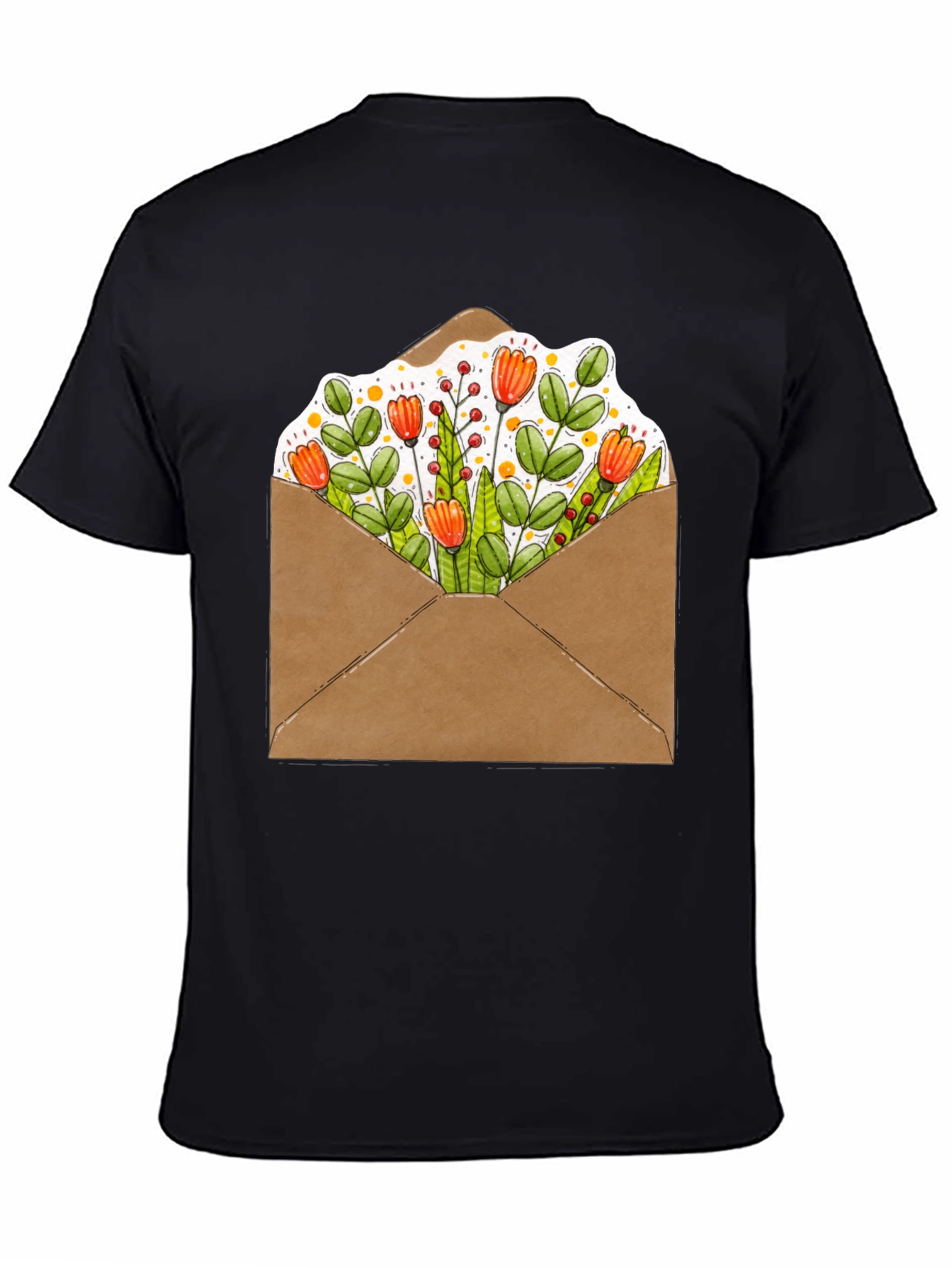 Floral Envelope Graphic Tee - Trendy Unisex T-Shirt