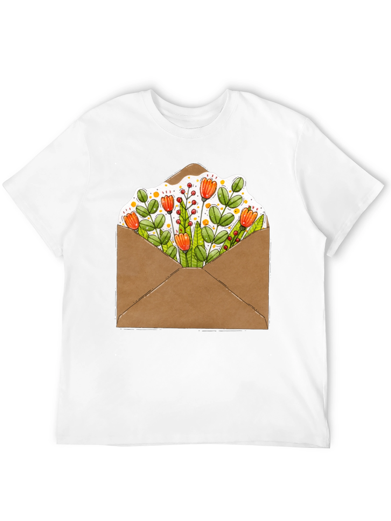 Floral Envelope Graphic Tee - Trendy Unisex T-Shirt