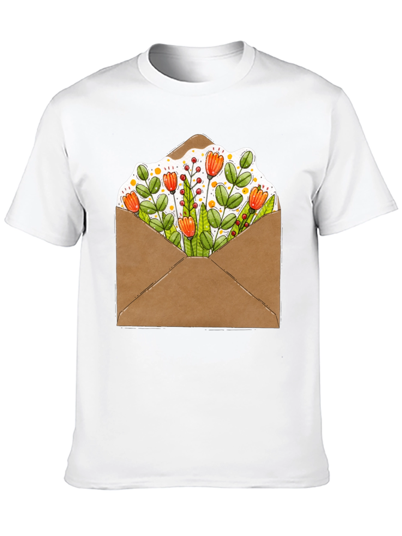 Floral Envelope Graphic Tee - Trendy Unisex T-Shirt