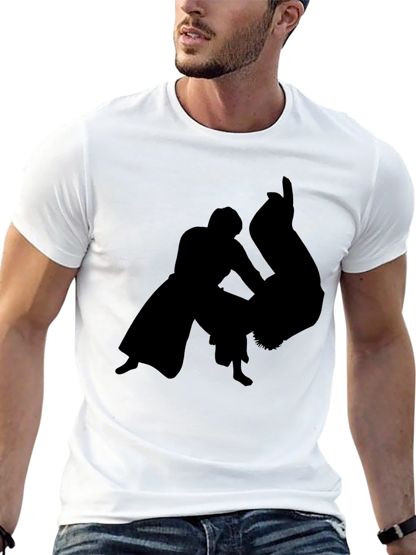 Martial Arts Silhouette Black T-Shirt