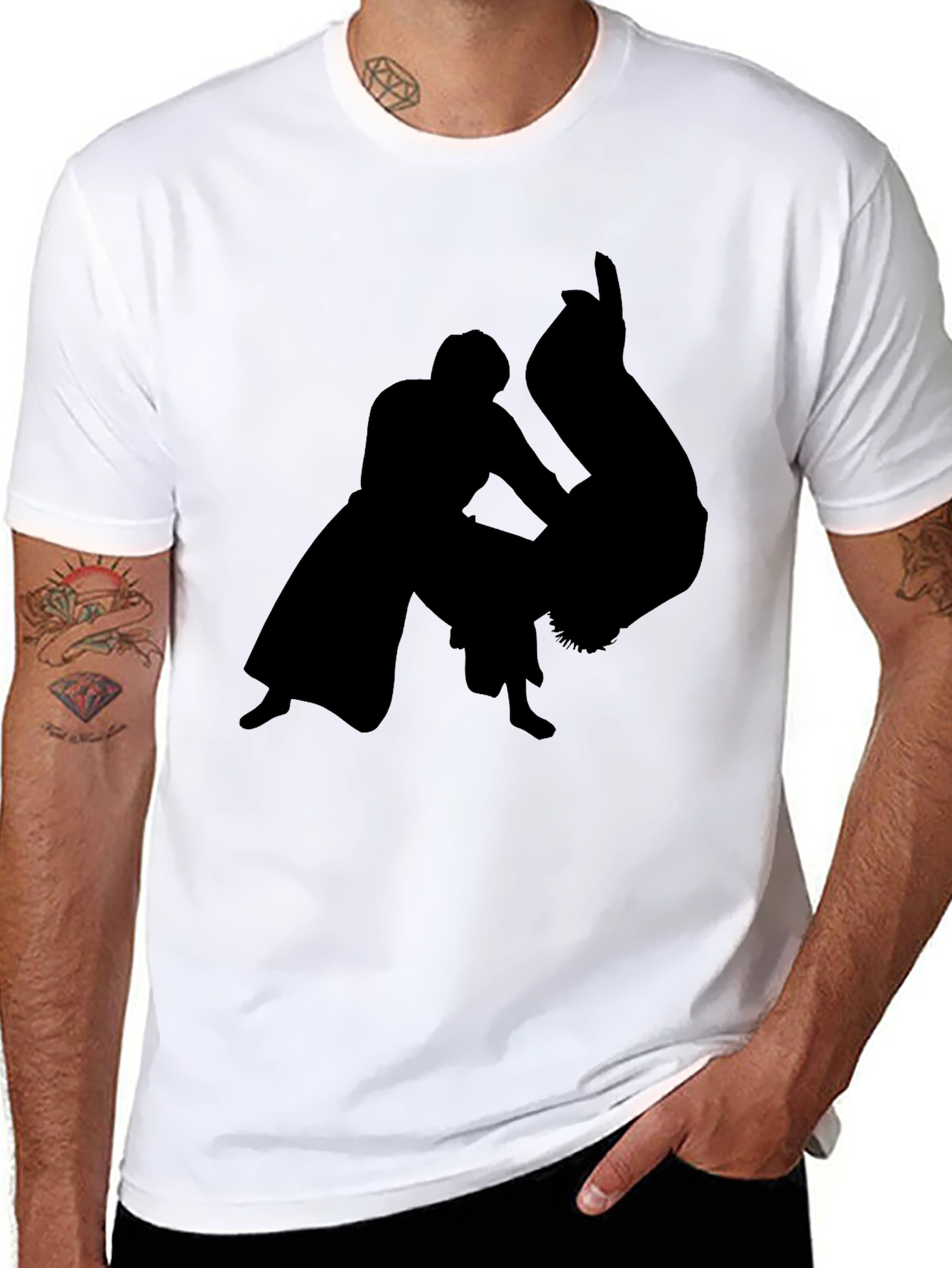 Martial Arts Silhouette Black T-Shirt