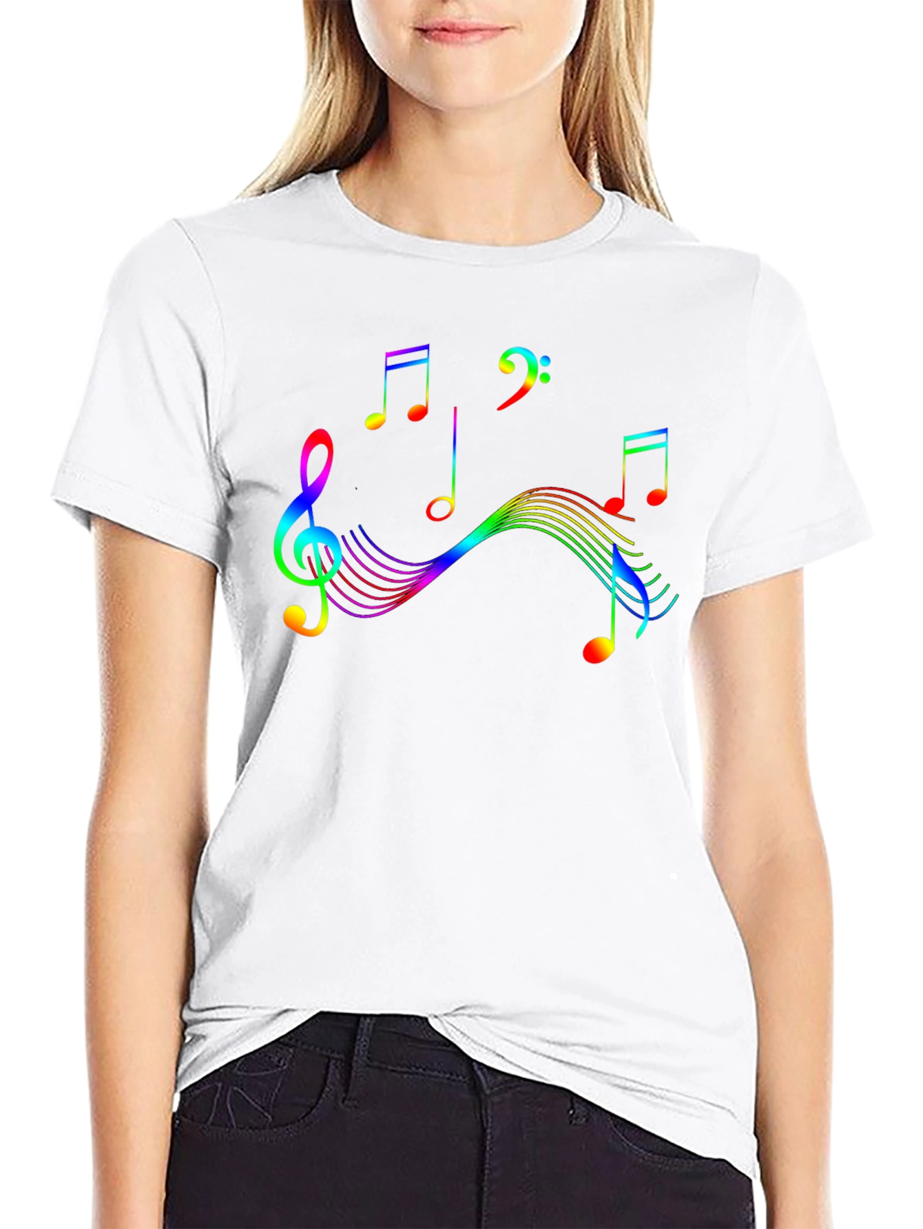 Rainbow Music Note Graphic Tee