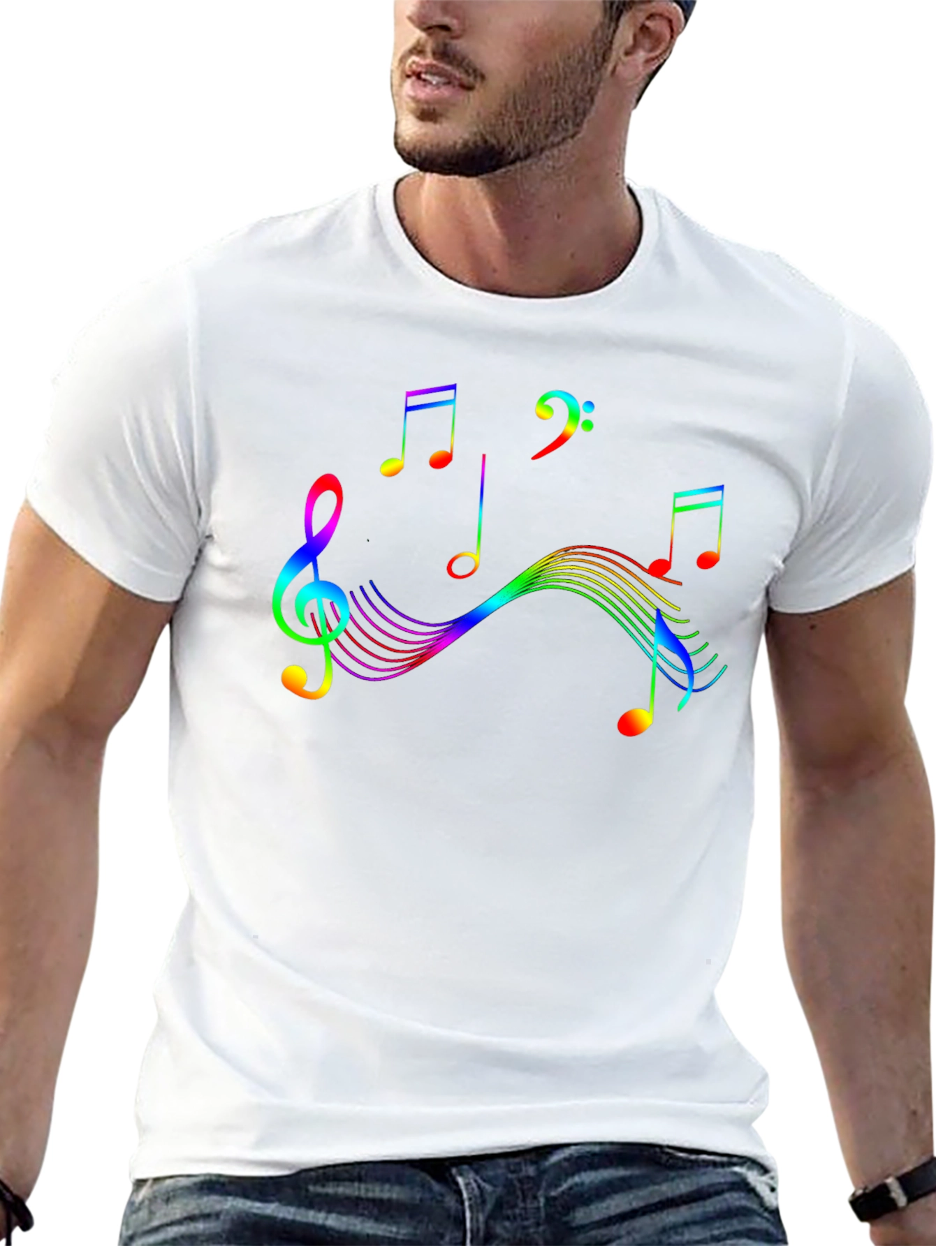 Rainbow Music Note Graphic Tee