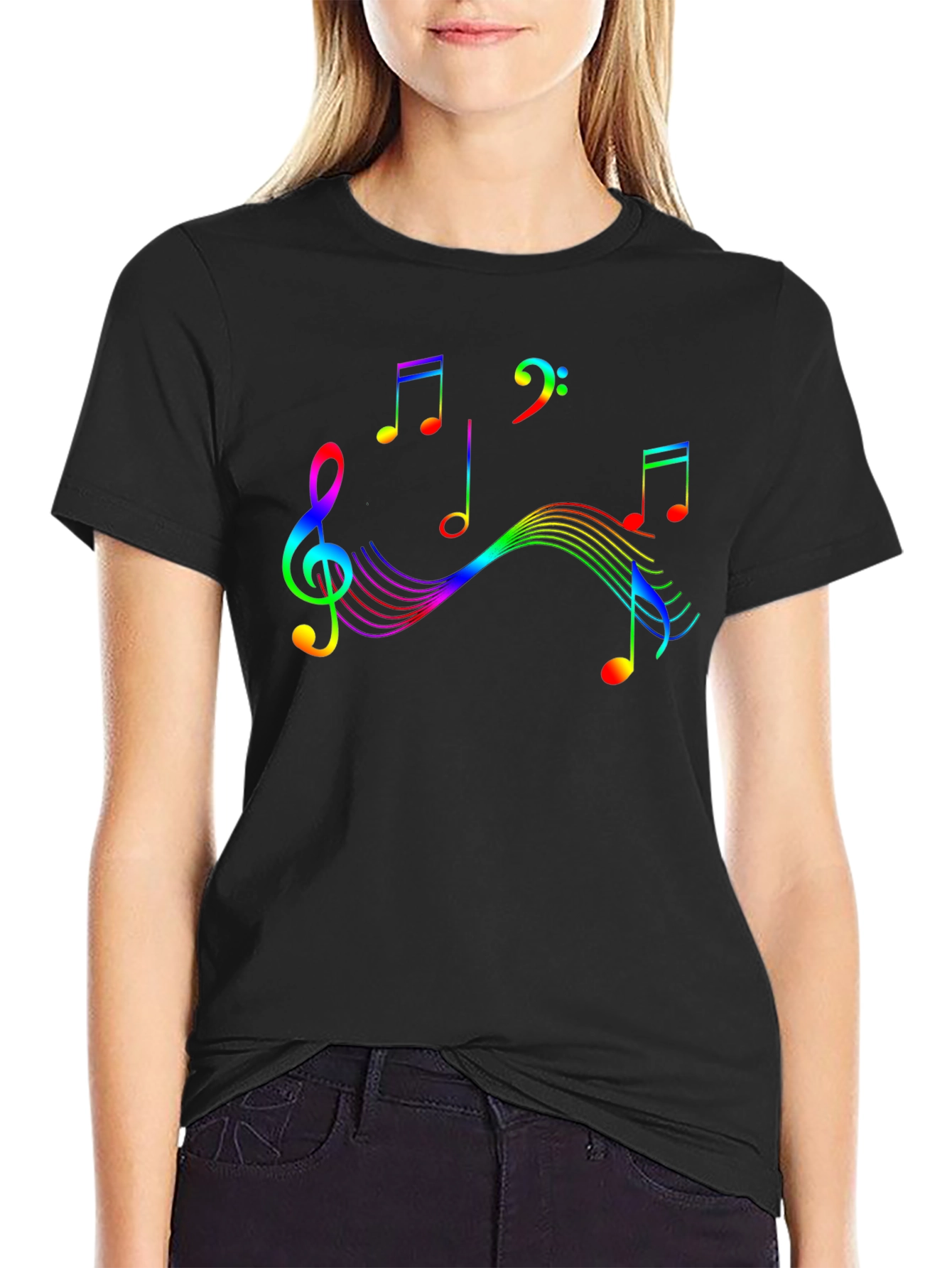 Rainbow Music Note Graphic Tee