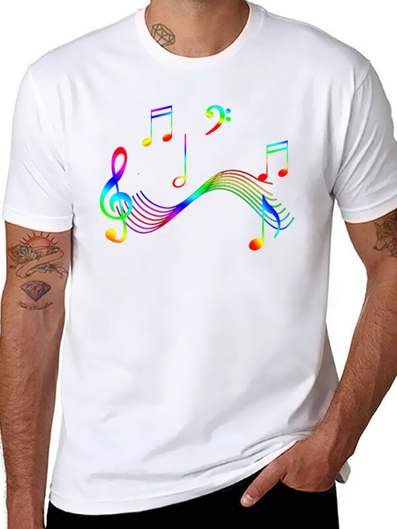 Rainbow Music Note Graphic Tee