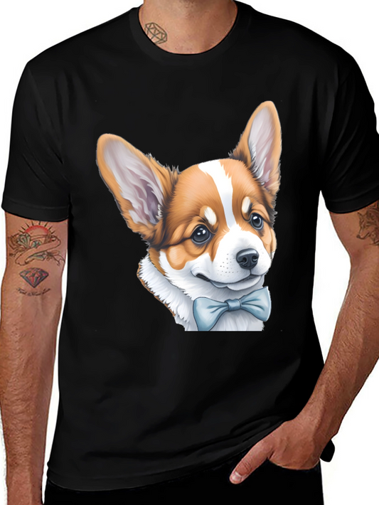 Corgi Bow Tie Black T-Shirt
