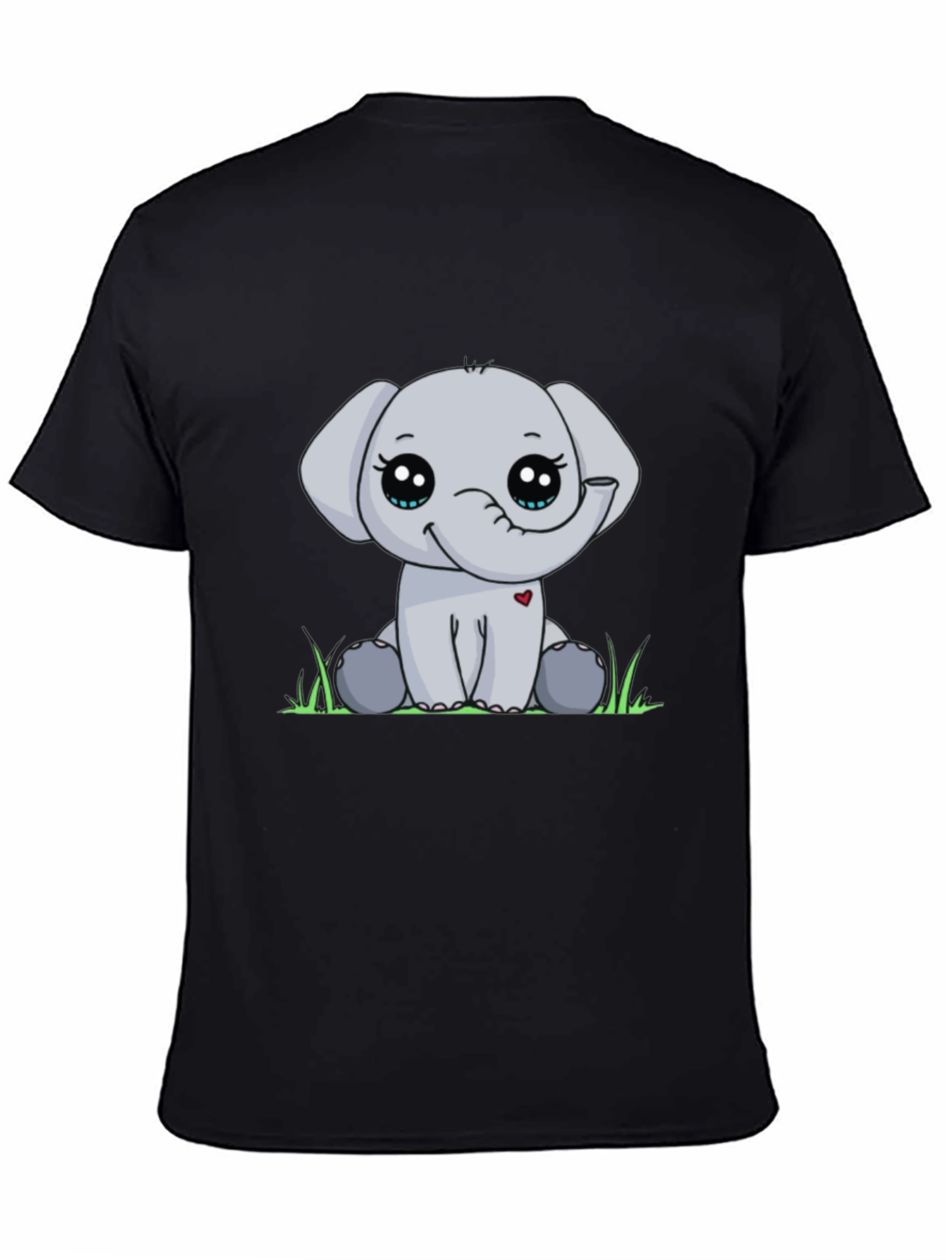 Cute Elephant Graphic Tee - Black Cotton Blend