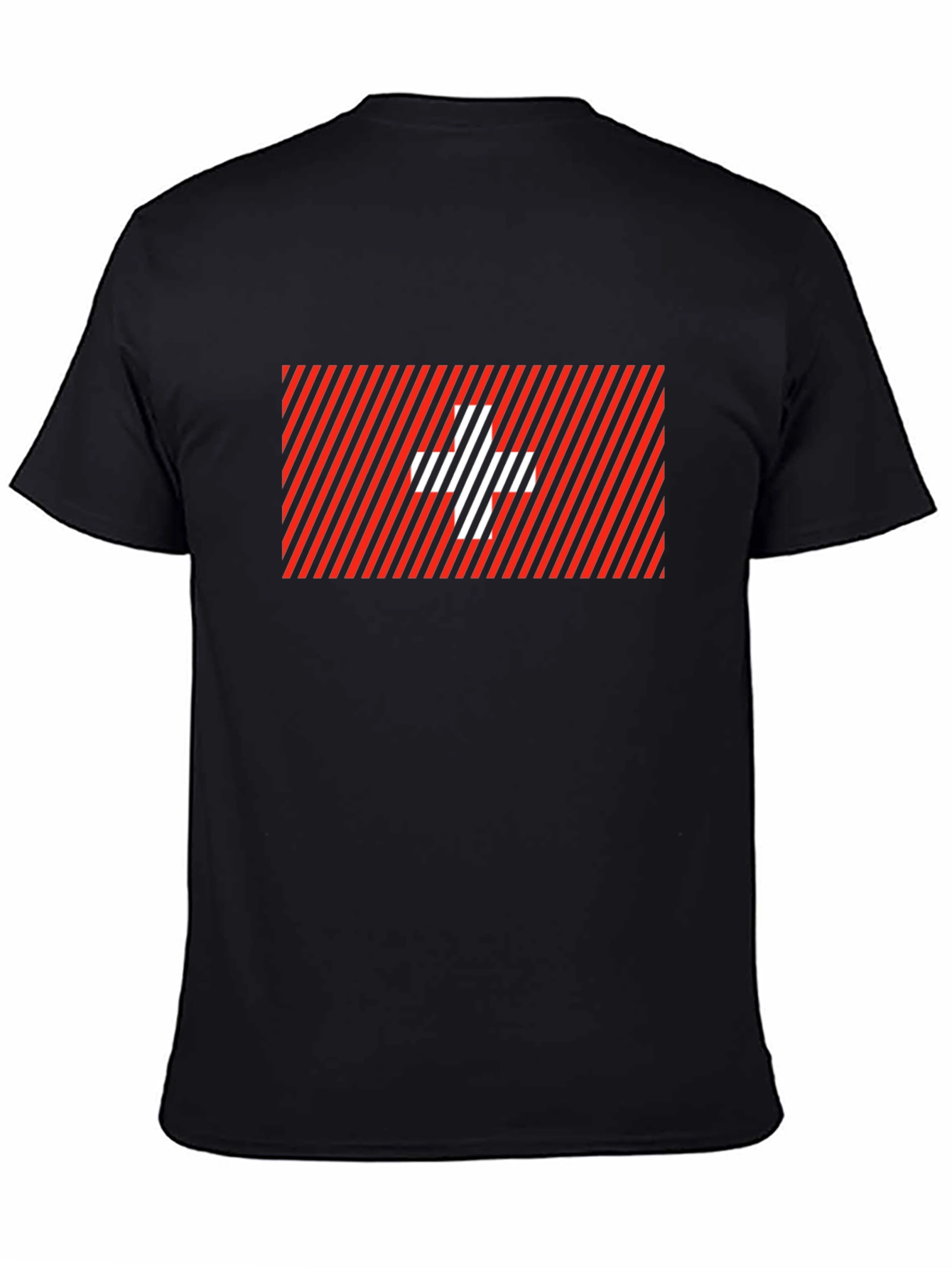 Striped Swiss Cross Graphic Tee - Modern Casual Style