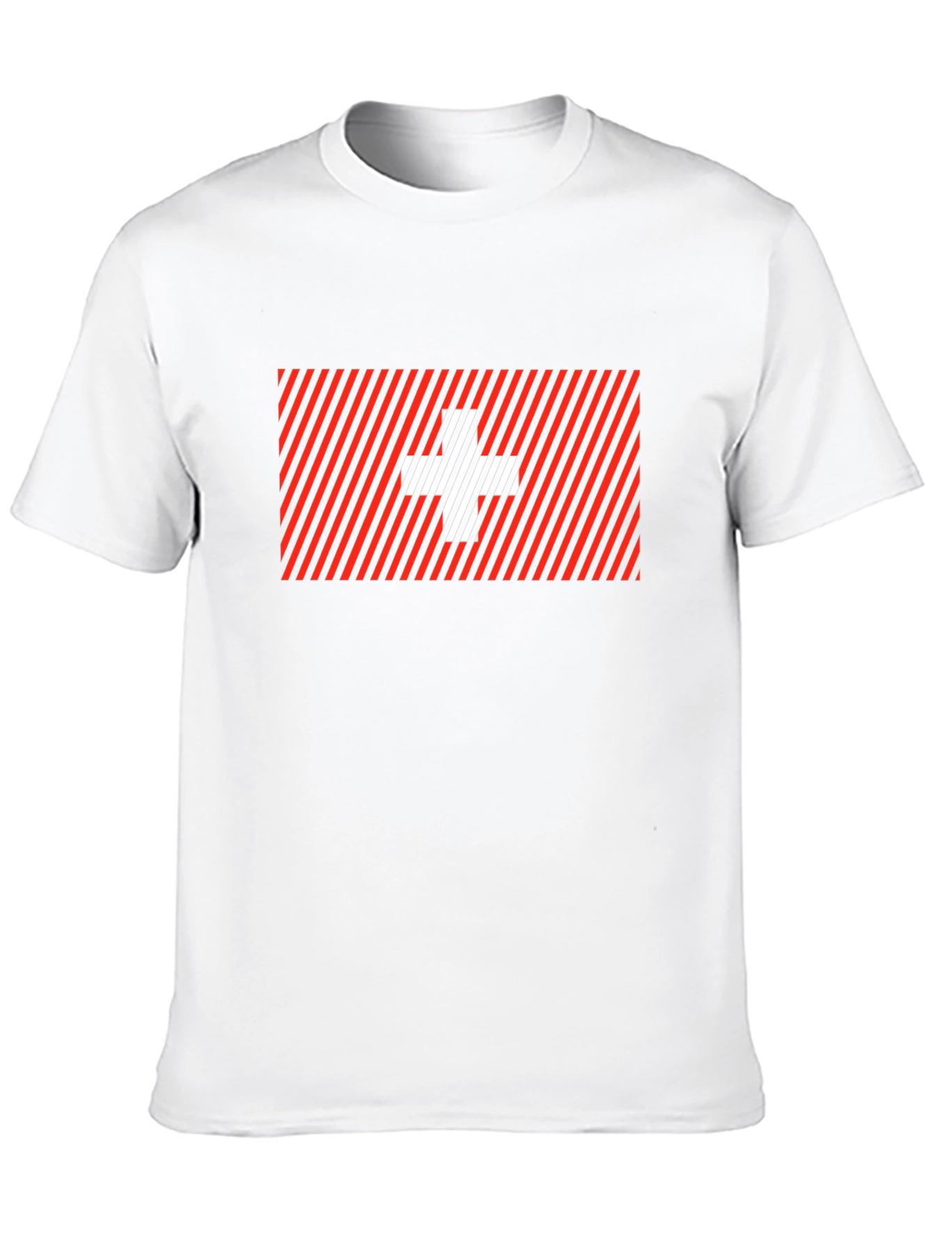 Striped Swiss Cross Graphic Tee - Modern Casual Style