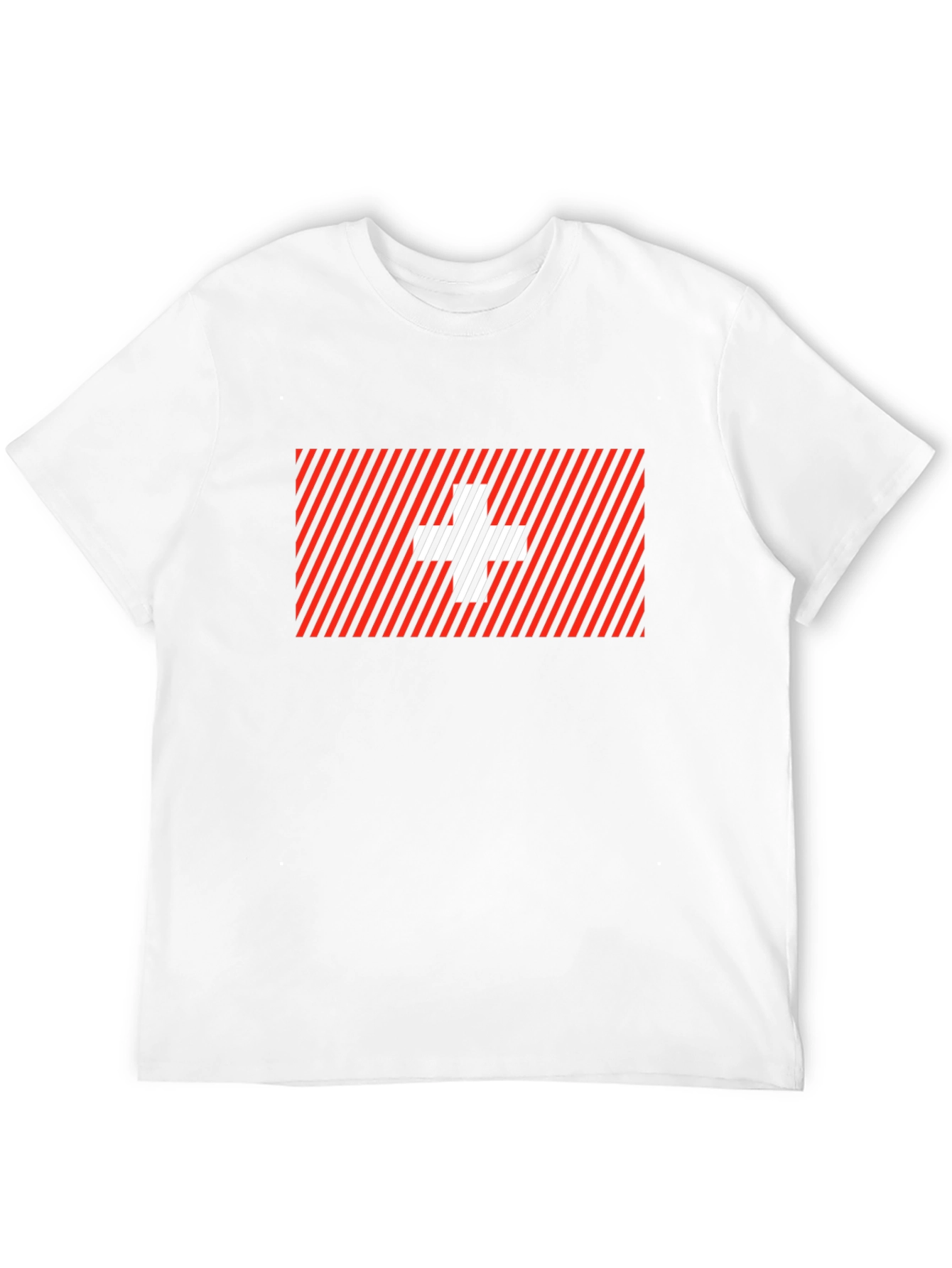 Striped Swiss Cross Graphic Tee - Modern Casual Style