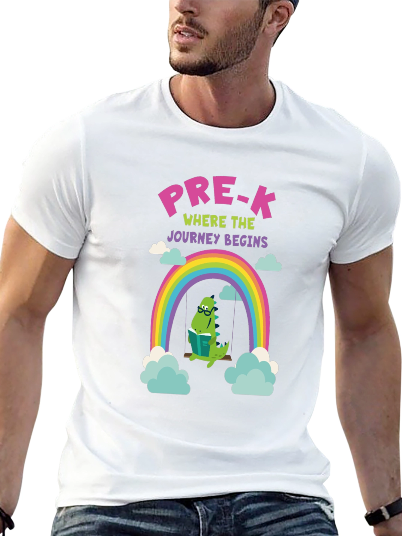Pre-K Dinosaur Rainbow Graphic T-Shirt