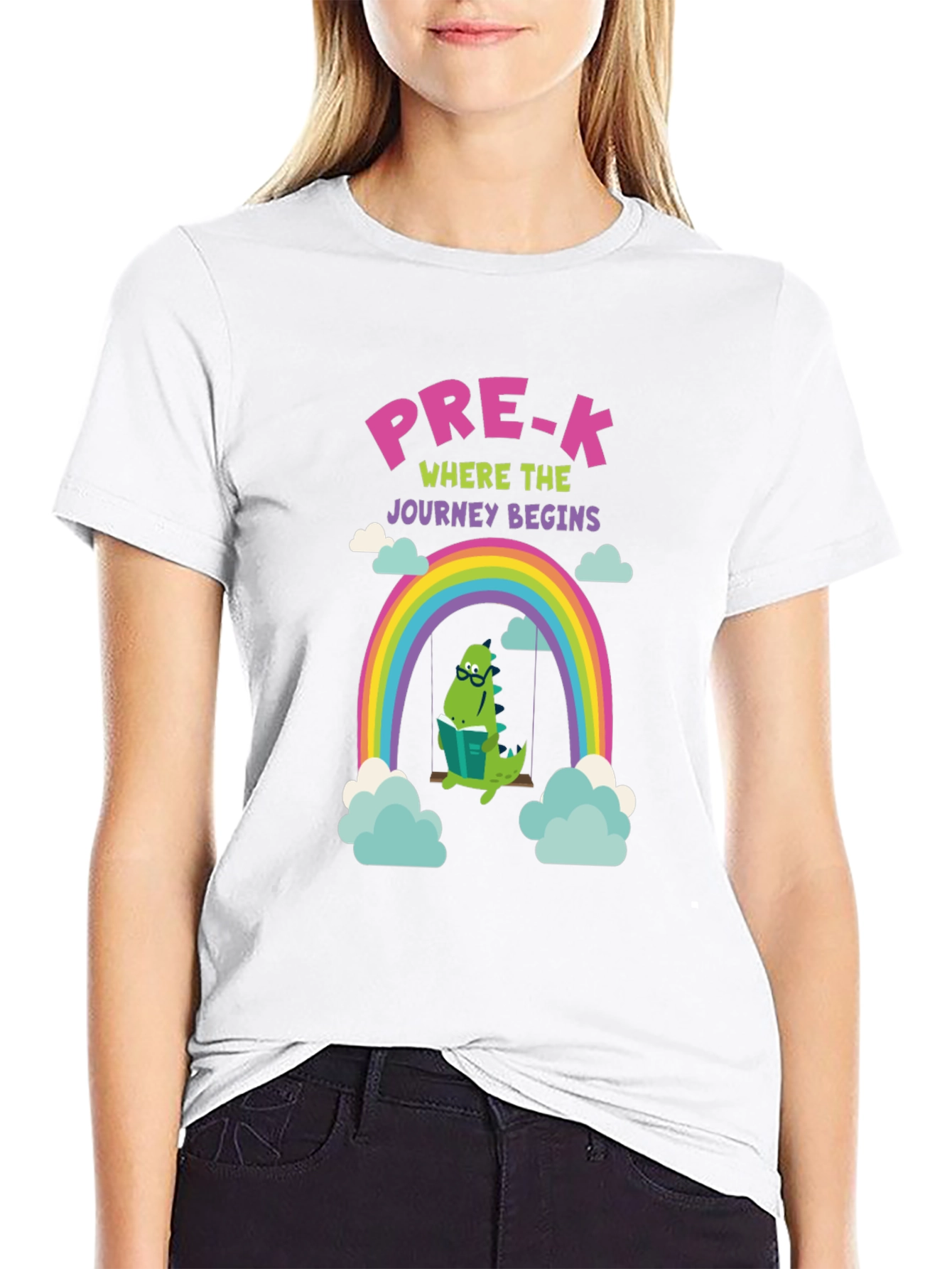 Pre-K Dinosaur Rainbow Graphic T-Shirt