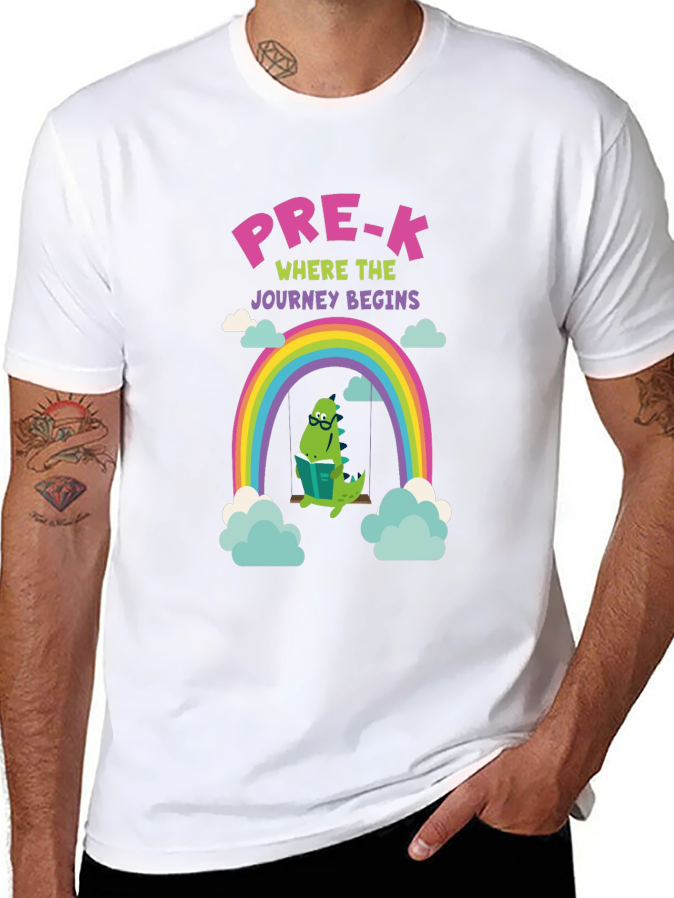 Pre-K Dinosaur Rainbow Graphic T-Shirt
