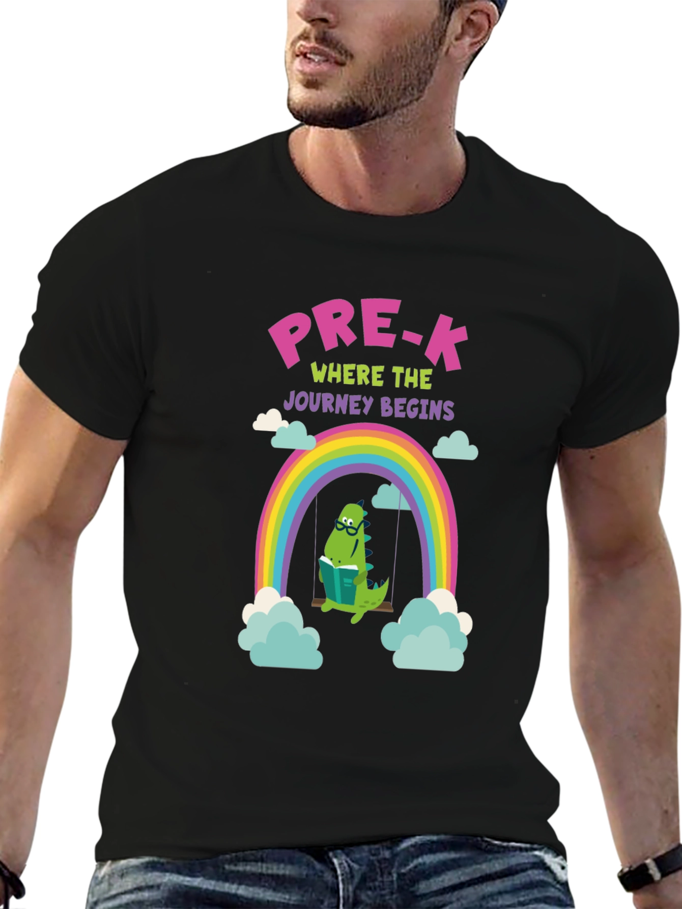 Pre-K Dinosaur Rainbow Graphic T-Shirt