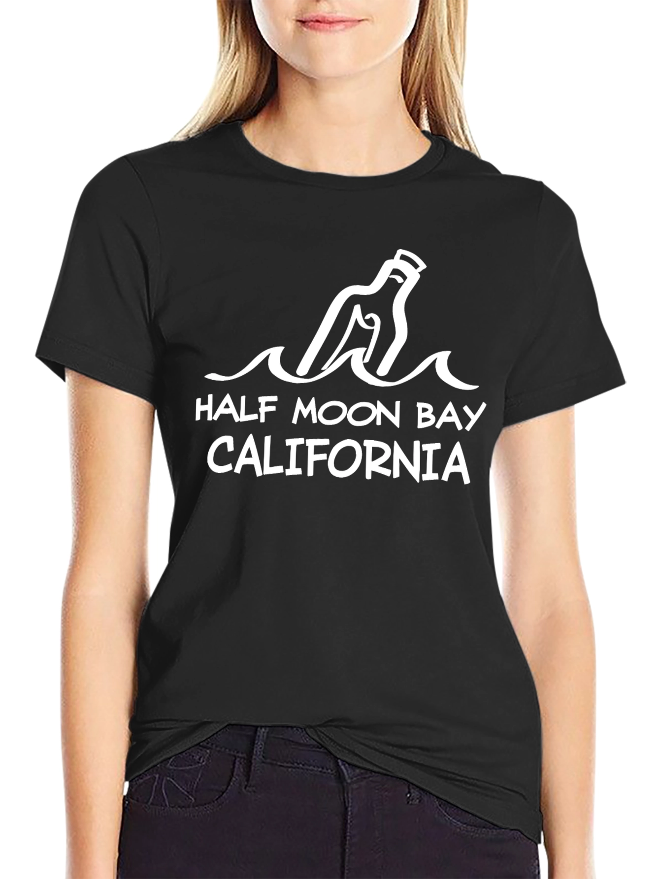 Half Moon Bay California Graphic Tee - Black