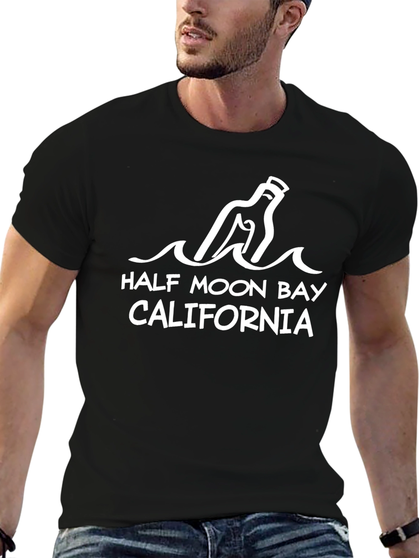 Half Moon Bay California Graphic Tee - Black