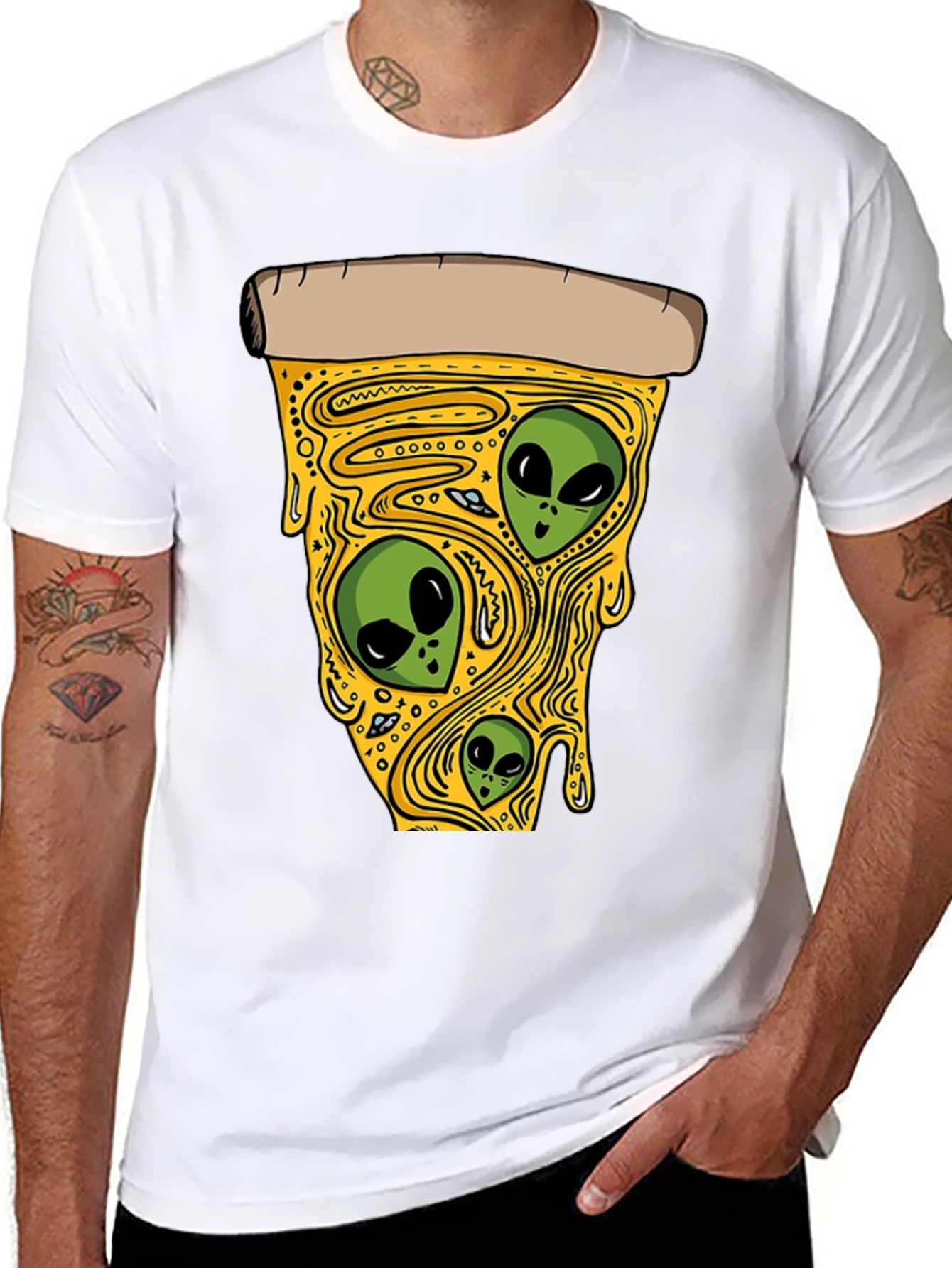Alien Pizza Graphic Tee - Black