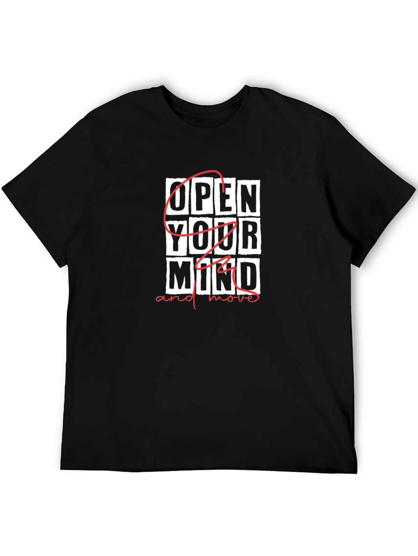 Open Your Mind Graphic Print Black T-Shirt