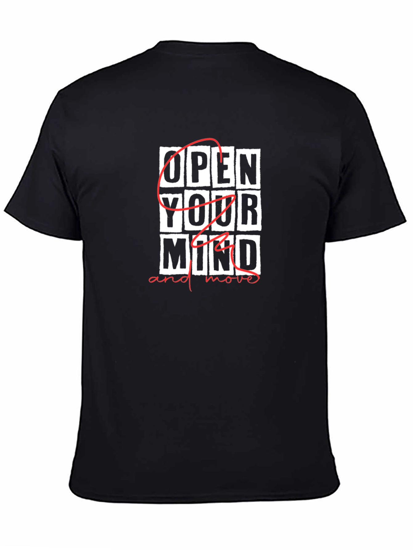Open Your Mind Graphic Print Black T-Shirt