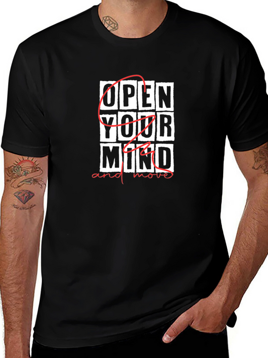 Open Your Mind Graphic Print Black T-Shirt
