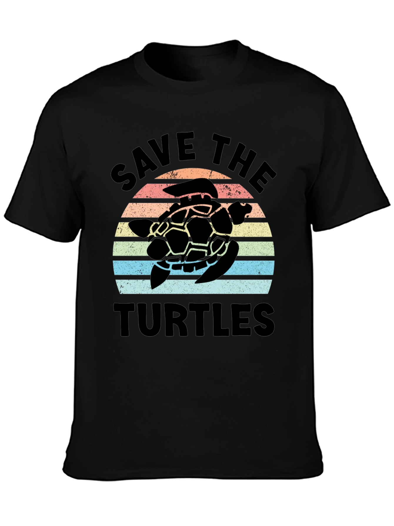 Save the Turtles Retro Sunset Graphic T-Shirt