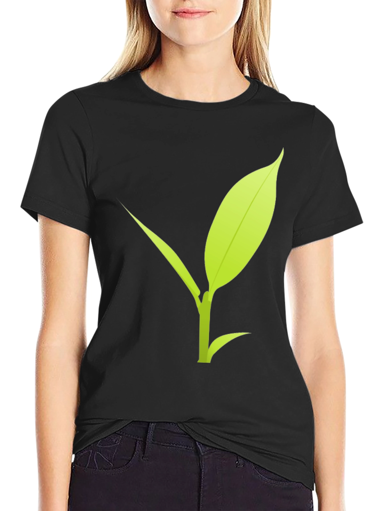 Leaf Graphic Black T-Shirt