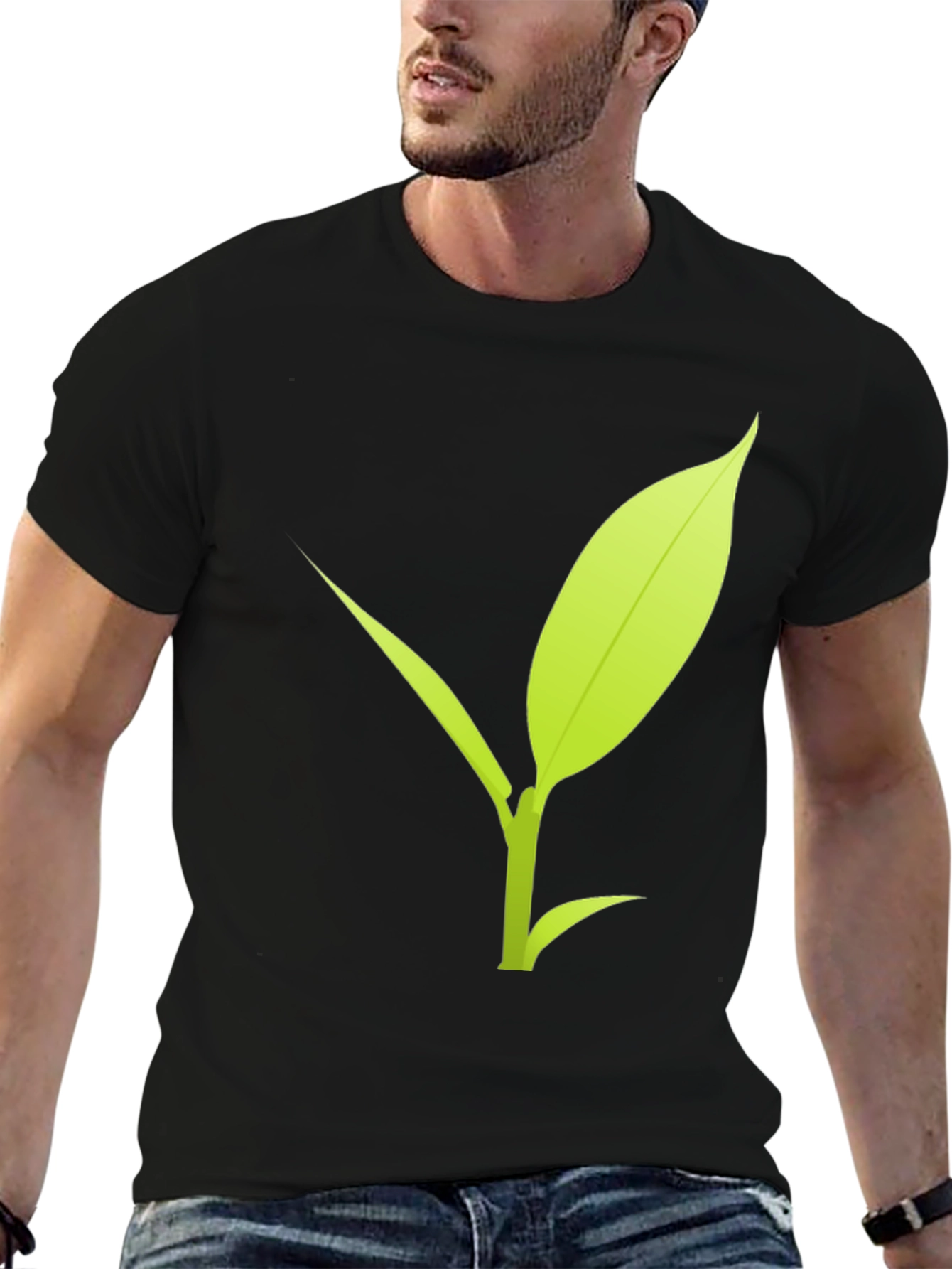 Leaf Graphic Black T-Shirt