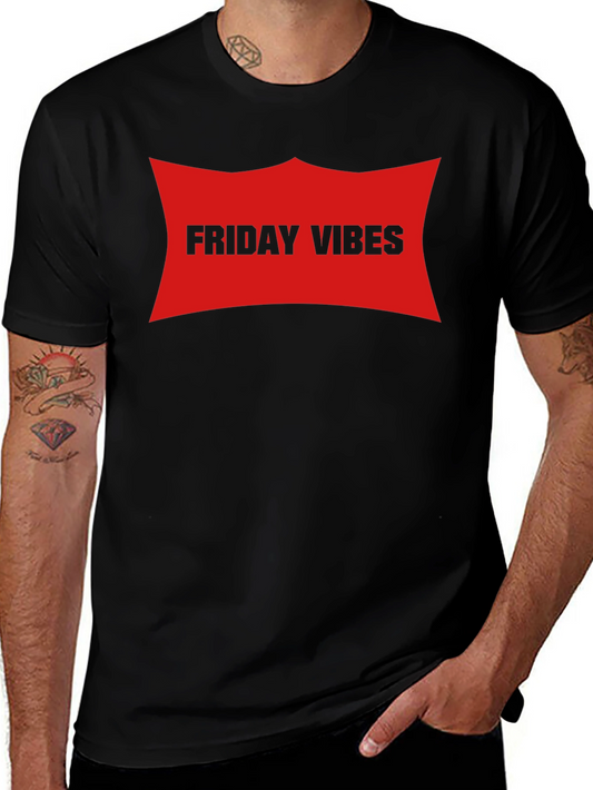 Friday Vibes T-Shirt - Black Short Sleeve Crew Neck