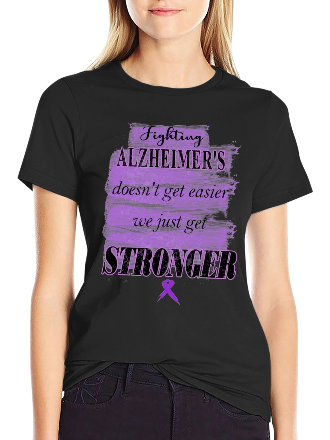 Alzheimers Awareness T-Shirt - Fighting Stronger