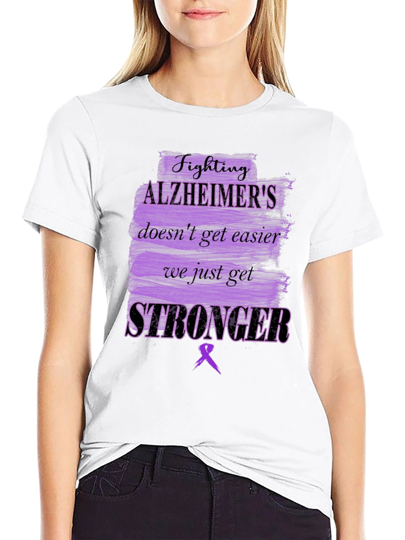 Alzheimers Awareness T-Shirt - Fighting Stronger