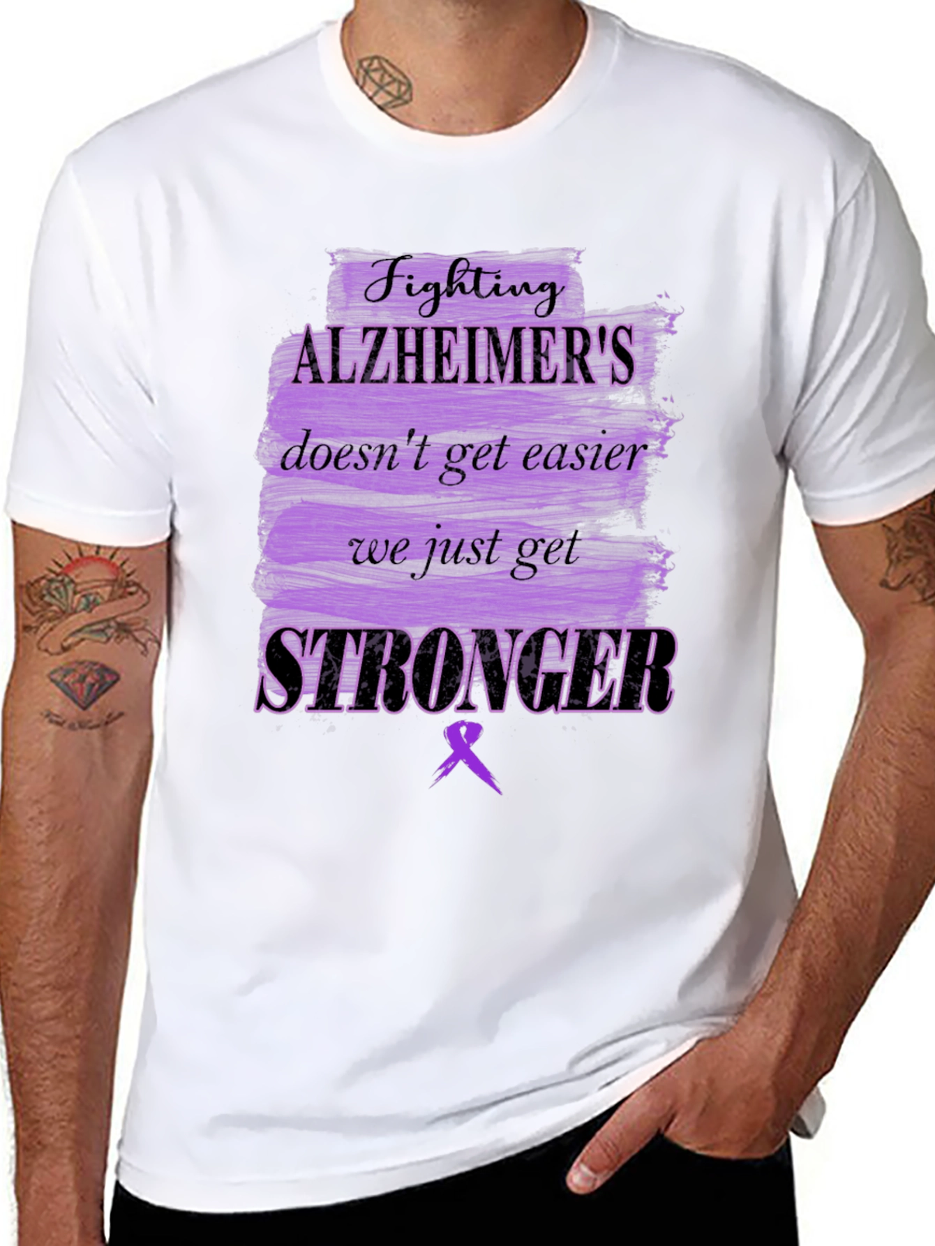 Alzheimers Awareness T-Shirt - Fighting Stronger