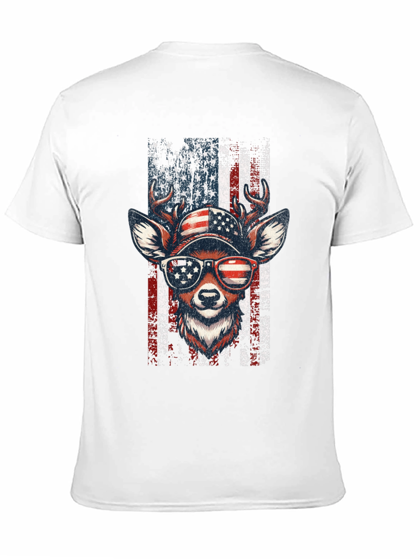 Patriotic Deer USA Flag Graphic T-Shirt