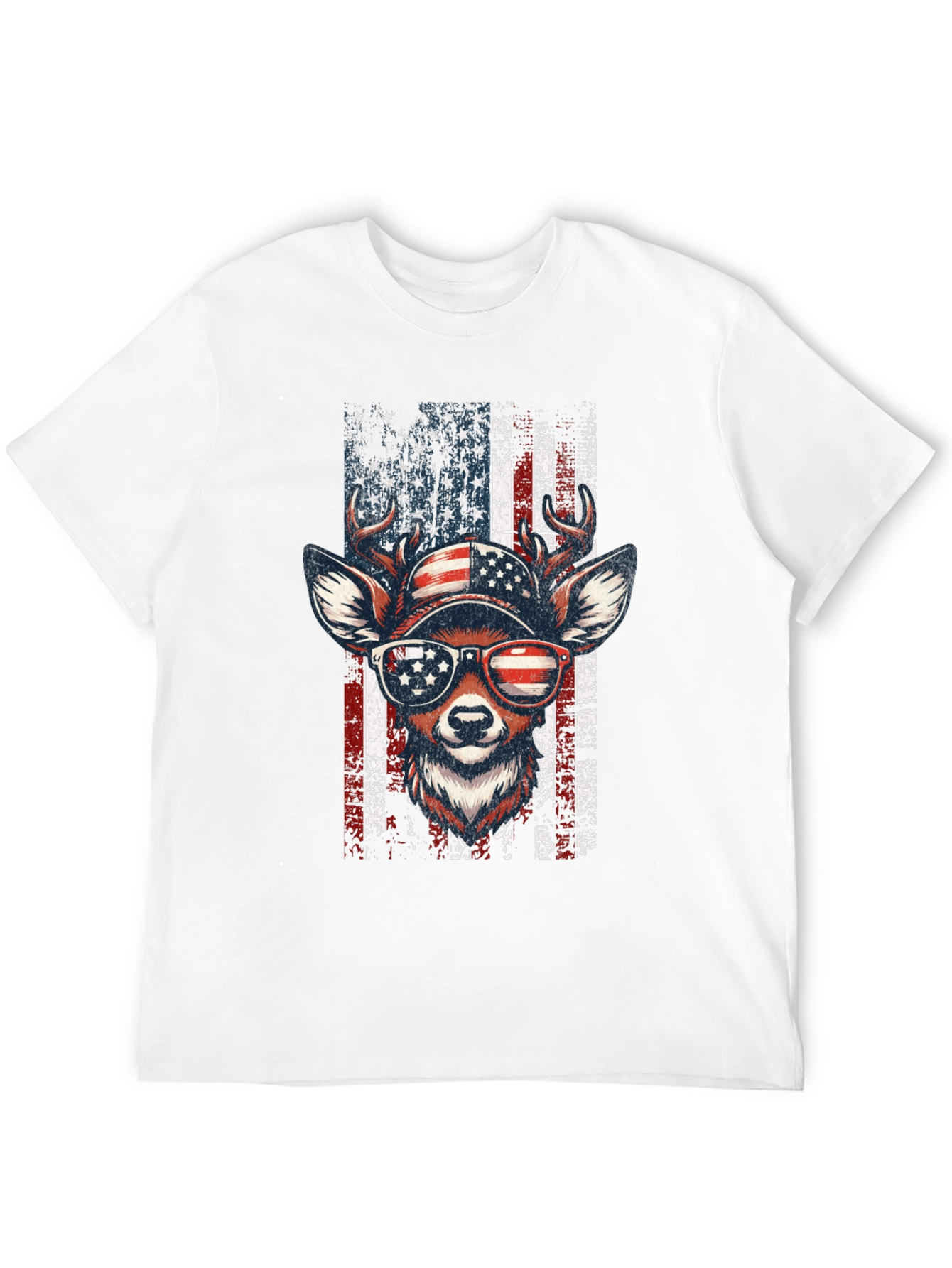 Patriotic Deer USA Flag Graphic T-Shirt