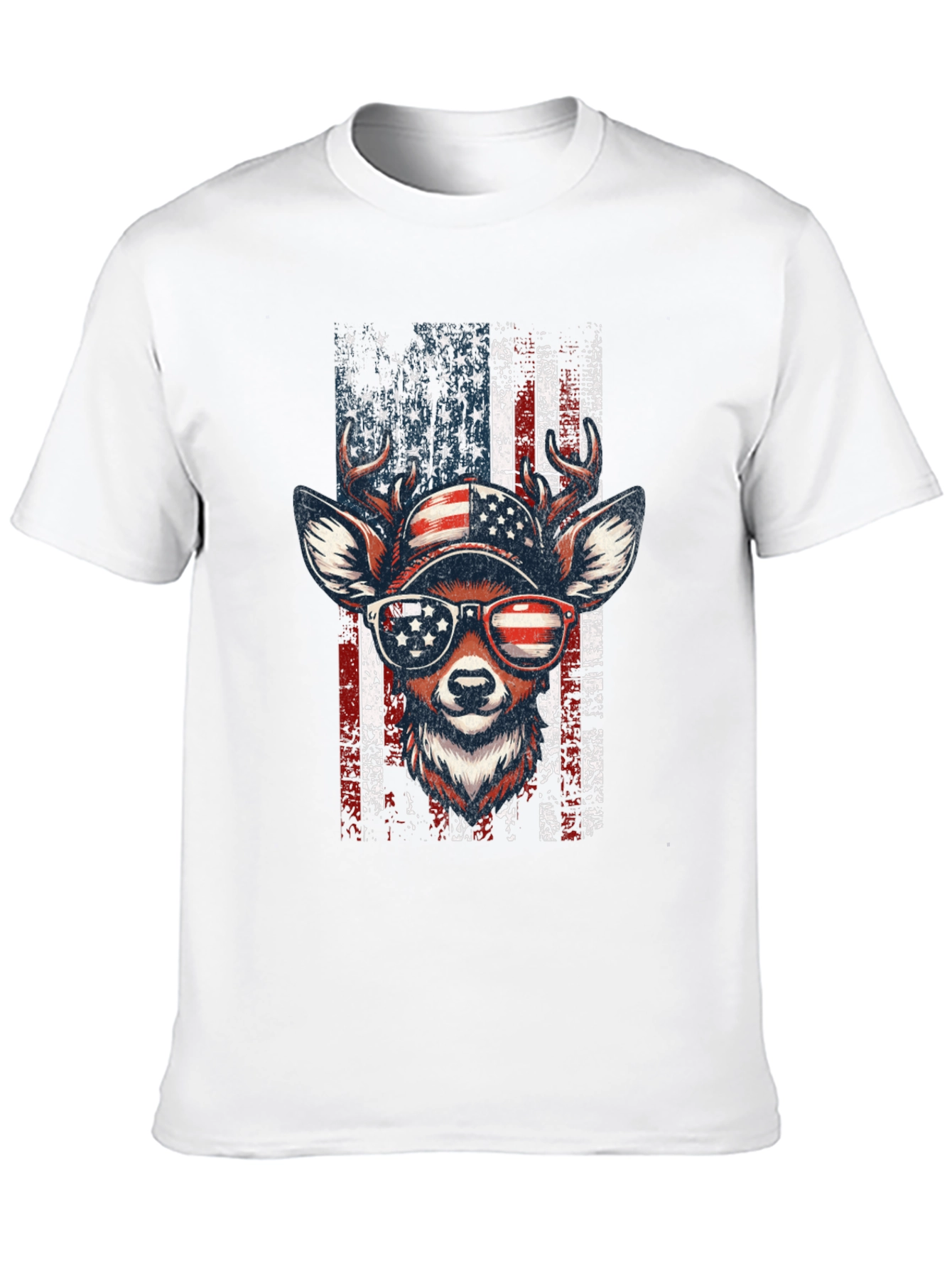 Patriotic Deer USA Flag Graphic T-Shirt