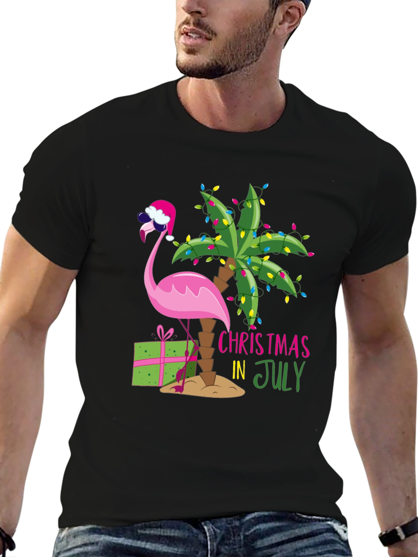 Christmas in July Flamingo T-Shirt