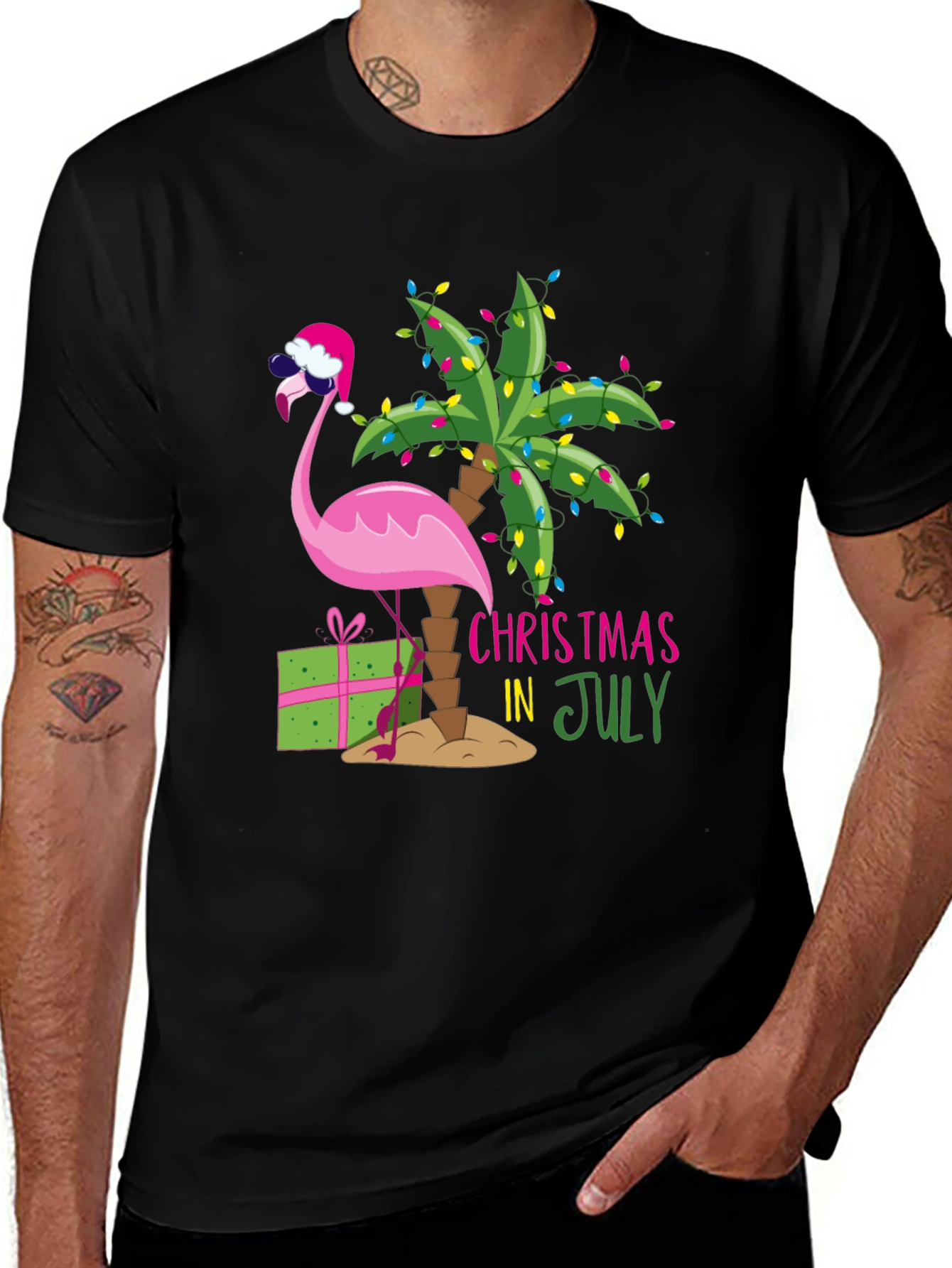 Christmas in July Flamingo T-Shirt