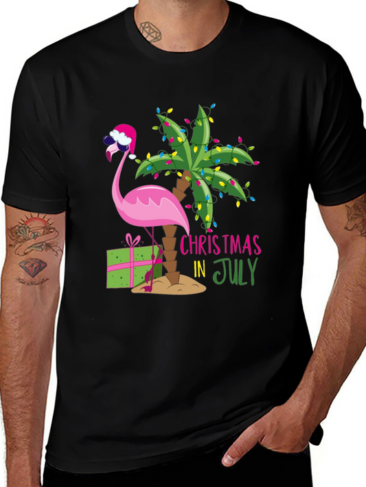 Christmas in July Flamingo T-Shirt
