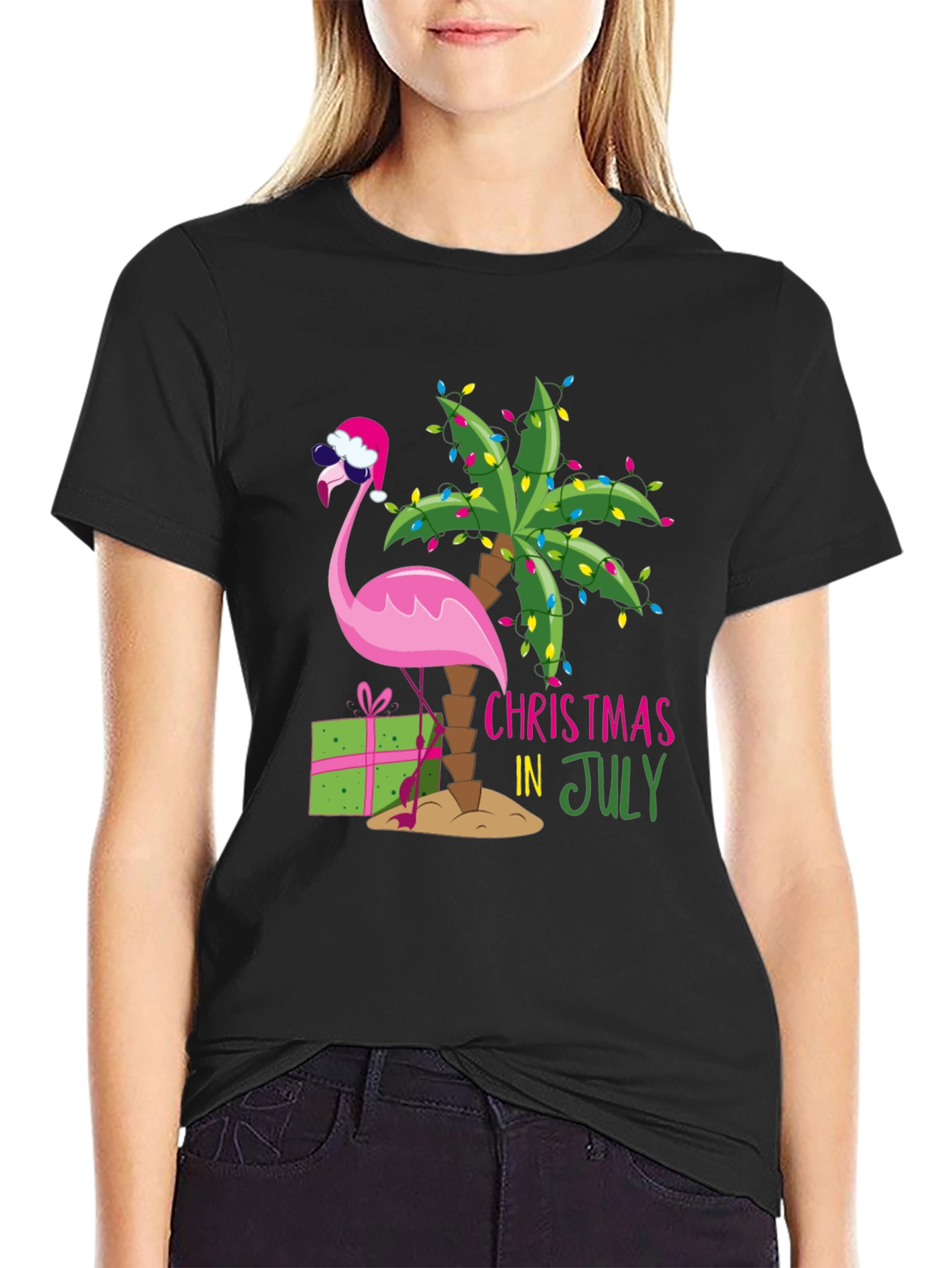 Christmas in July Flamingo T-Shirt