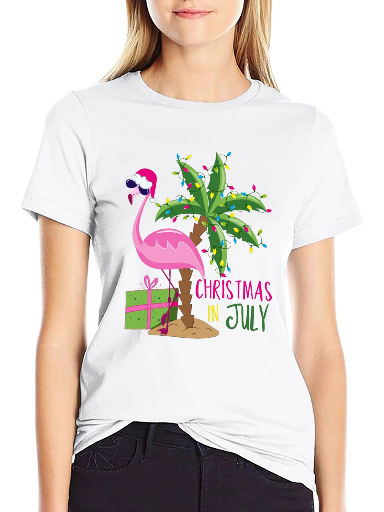 Christmas in July Flamingo T-Shirt