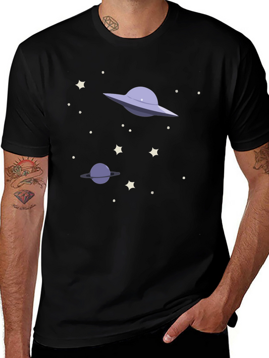 Space Galaxy UFO Graphic T-Shirt