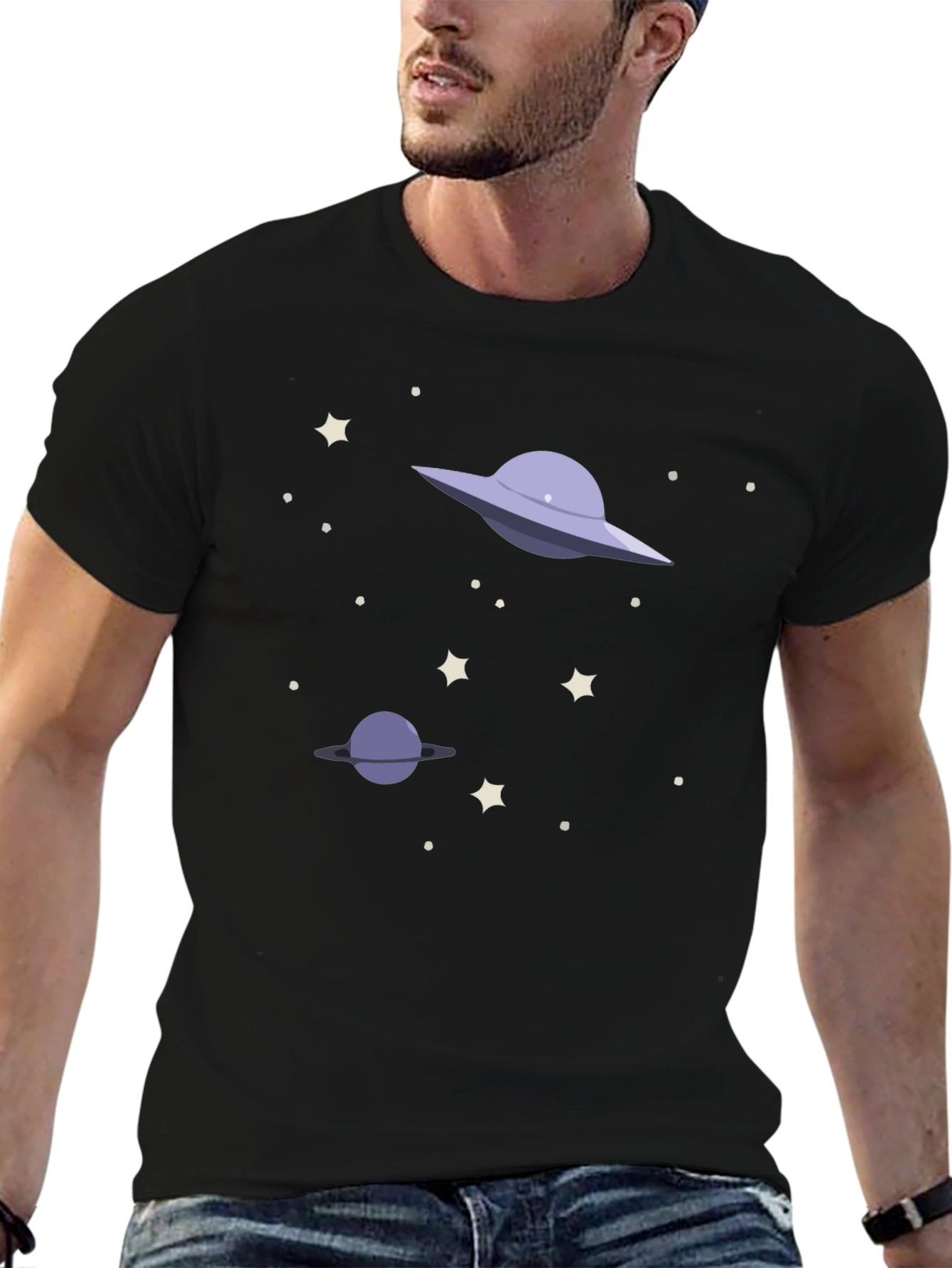 Space Galaxy UFO Graphic T-Shirt