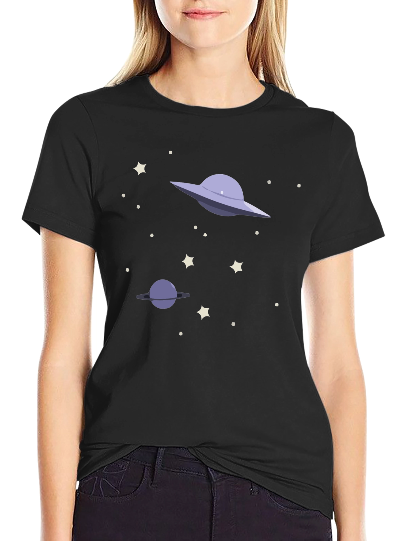 Space Galaxy UFO Graphic T-Shirt