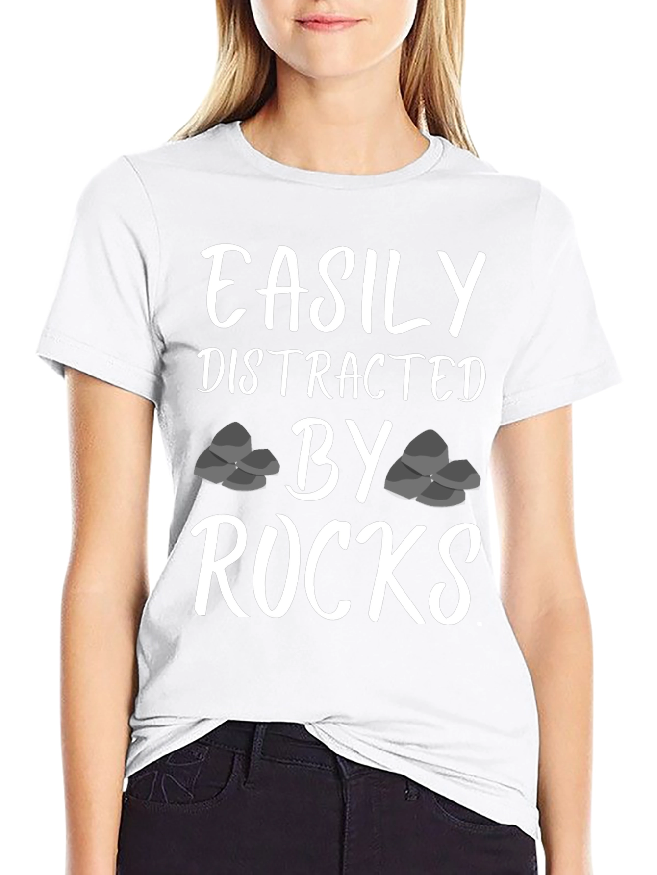 Easily Distracted By Rocks Funny T-Shirt