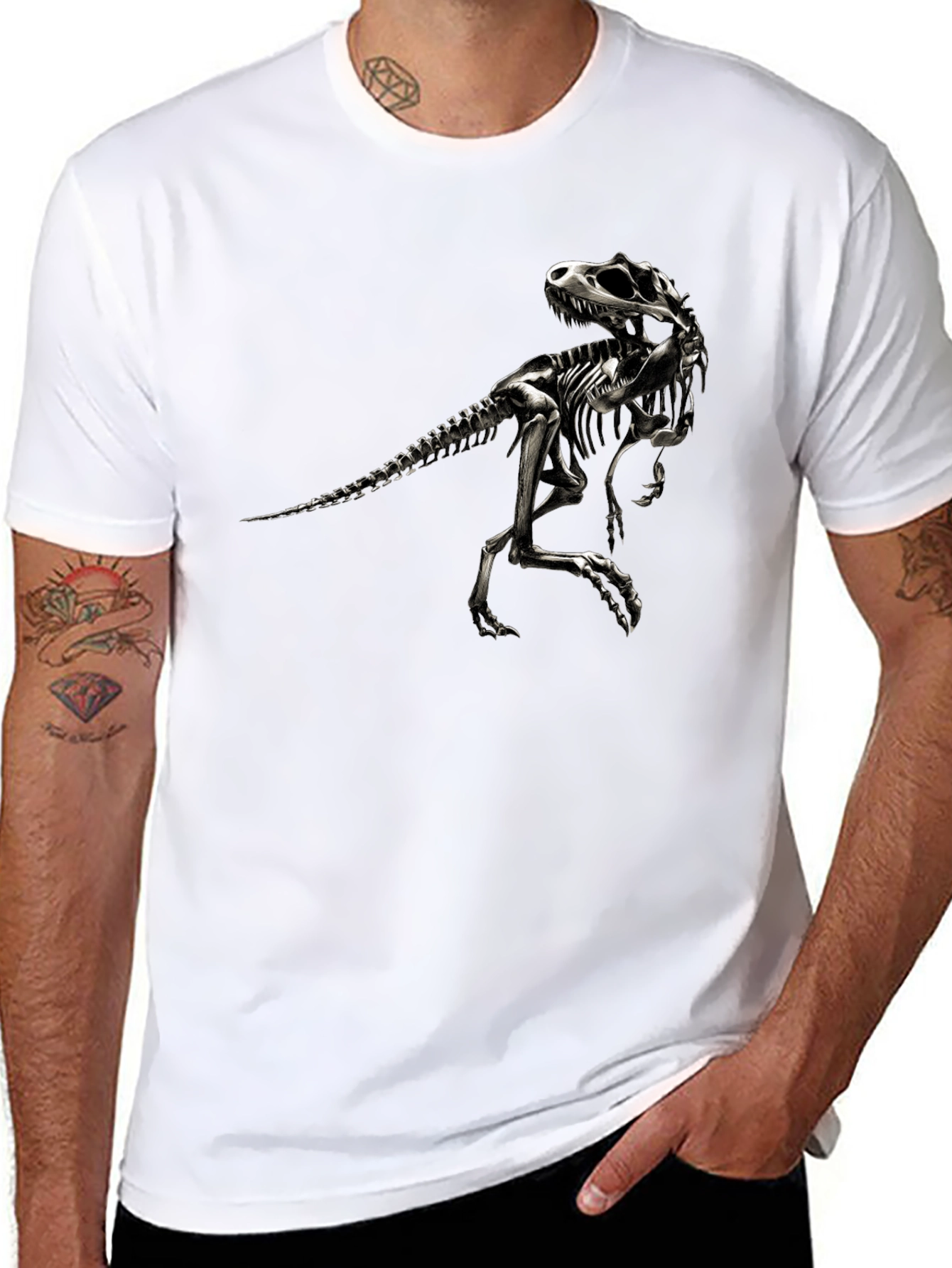 Dinosaur Skeleton Graphic Tee - Black T-Shirt