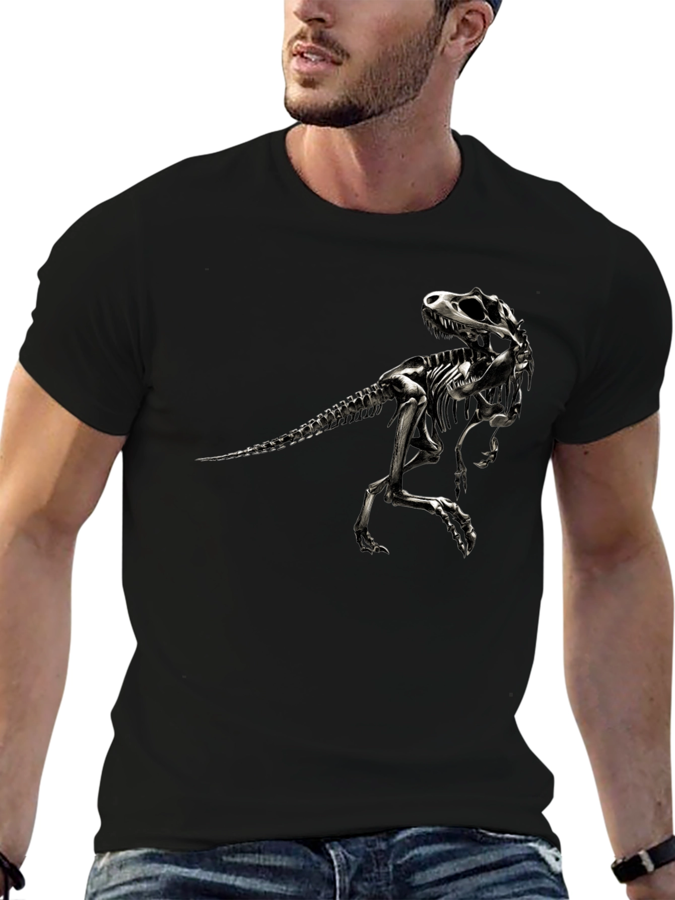 Dinosaur Skeleton Graphic Tee - Black T-Shirt