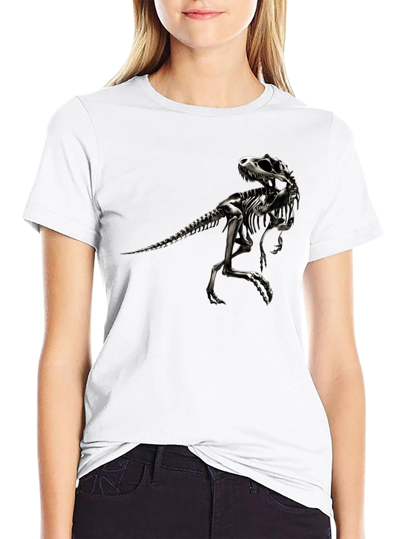 Dinosaur Skeleton Graphic Tee - Black T-Shirt